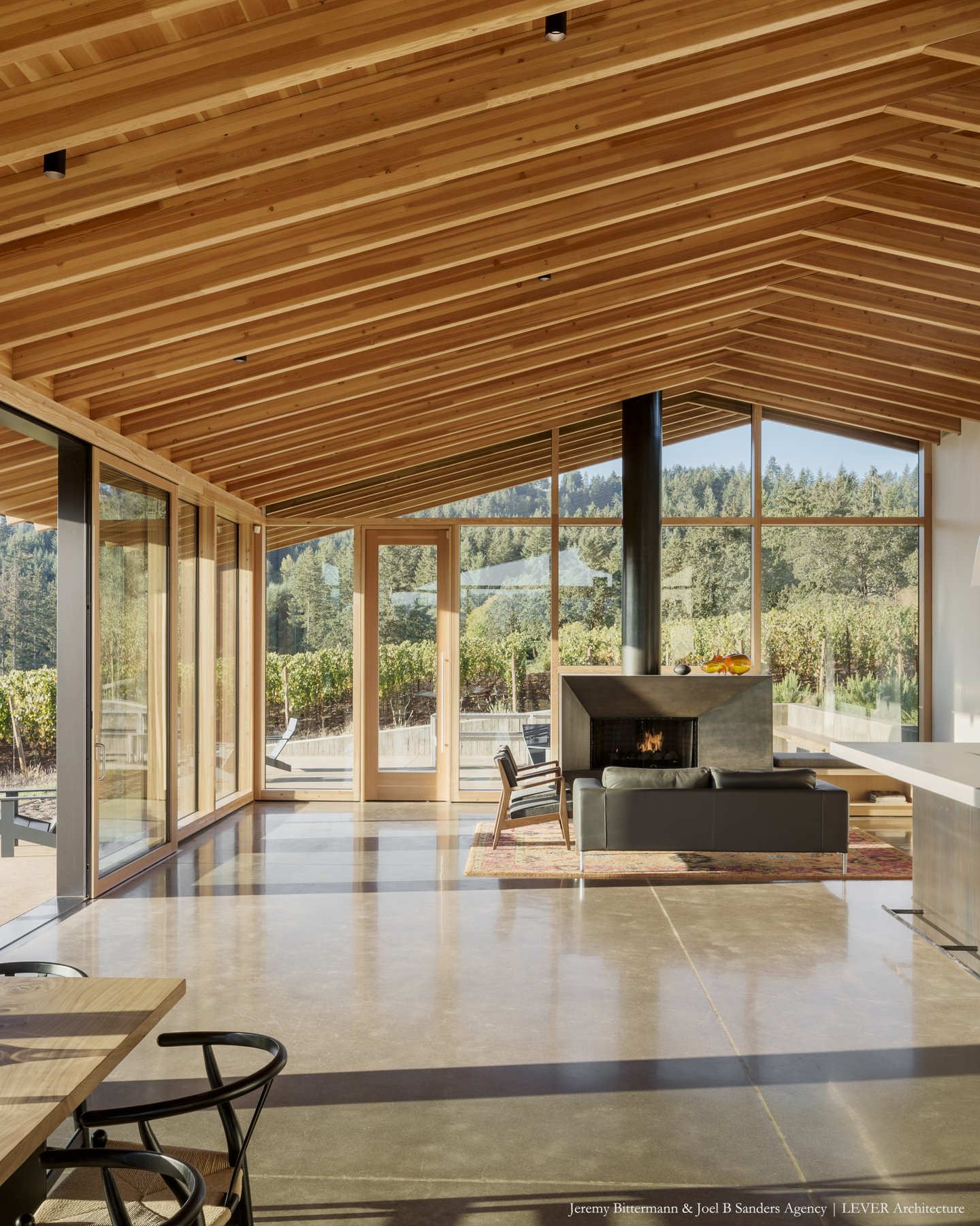 Sistema de muro de cristal Sierra Pacific en residencia contemporánea